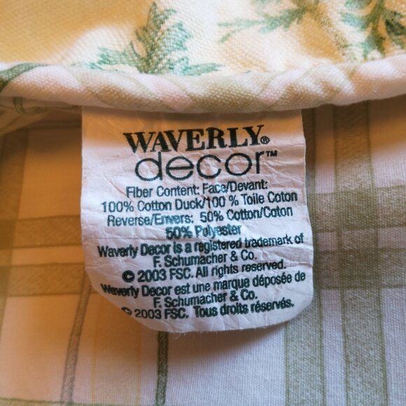 Waverly Second Spring Queen Duvet Cover Pale Yellow Floral Botanical Green Check - Picture 9 of 13
